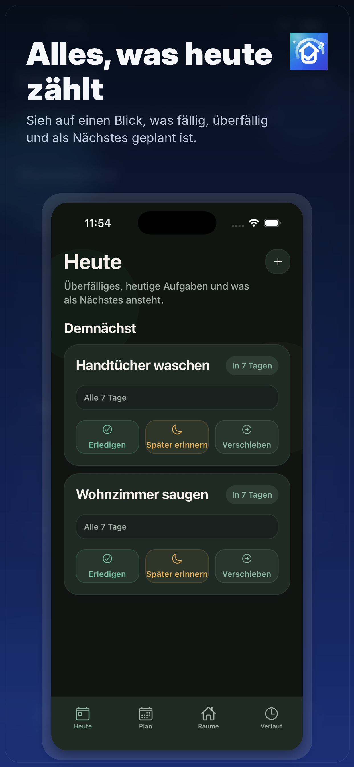 Haushalt Reminder Aufgabenübersicht