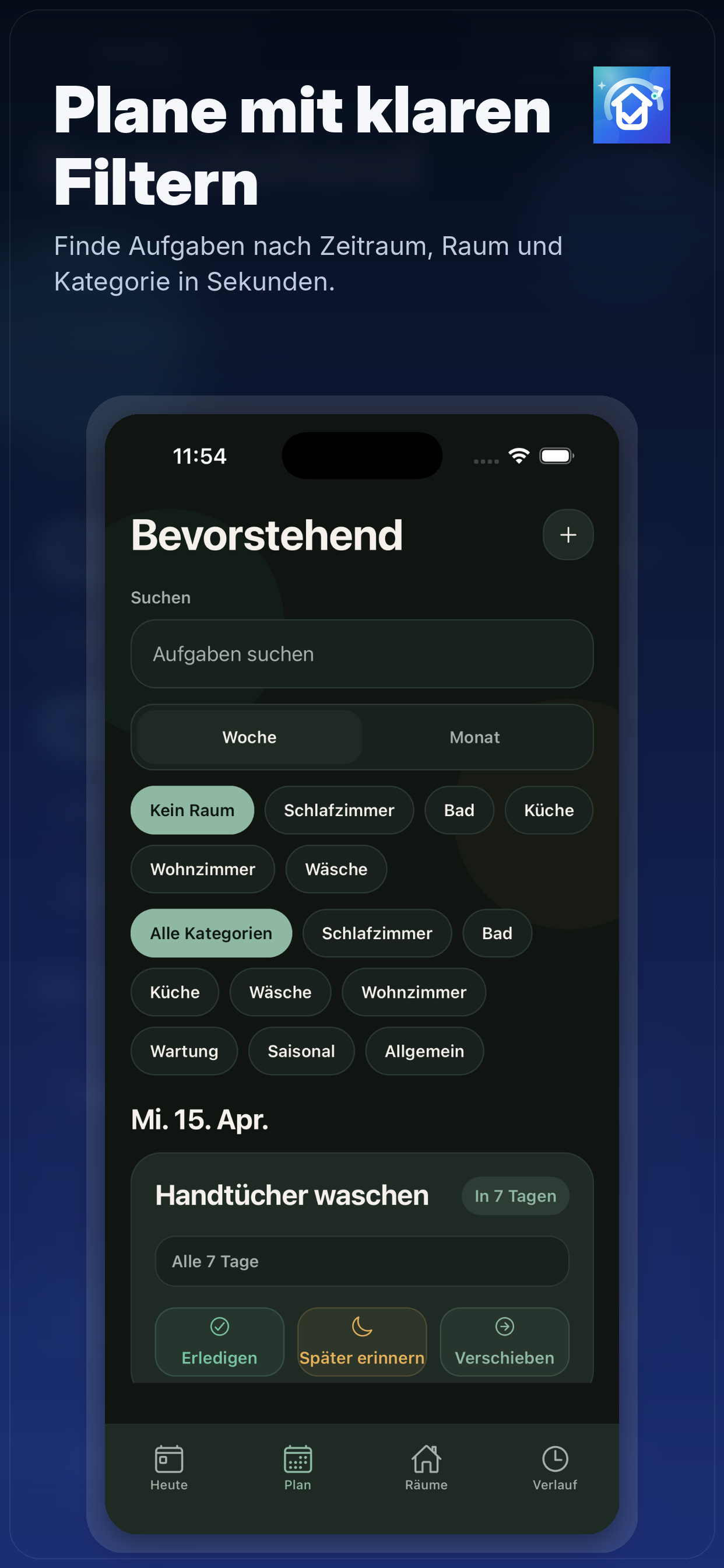 Haushalt Reminder Vorlagen und Intervalle