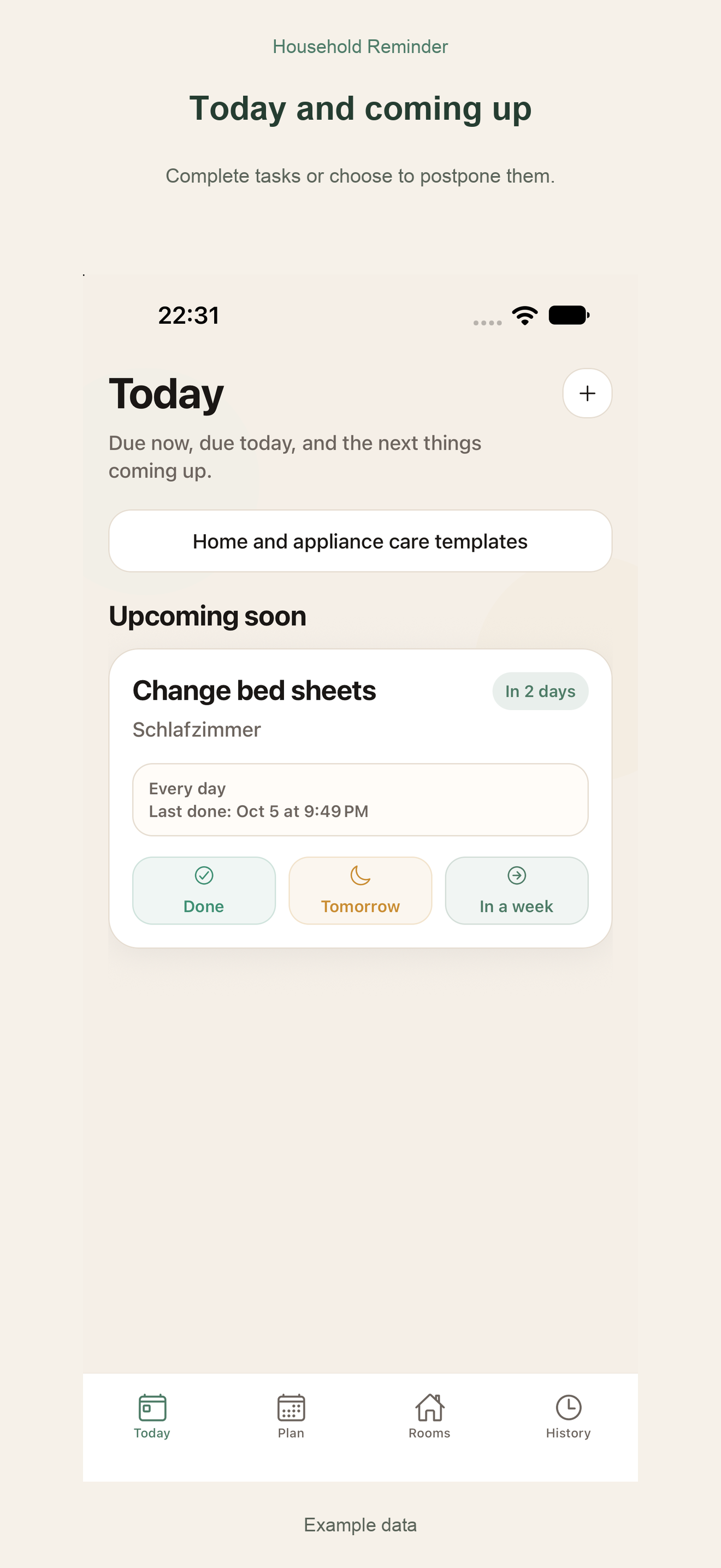 Household Reminder: Today and coming up