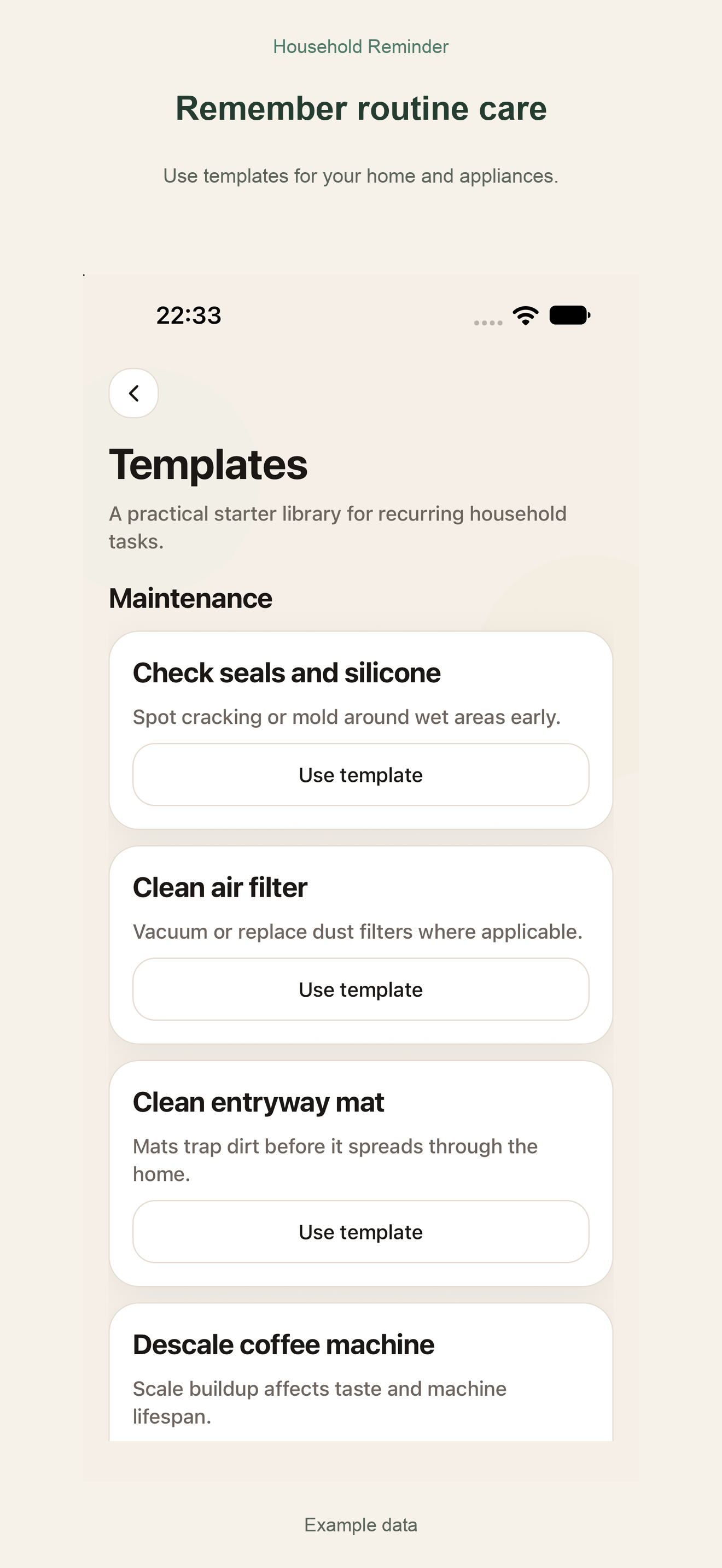 Household Reminder: Home and appliance care templates