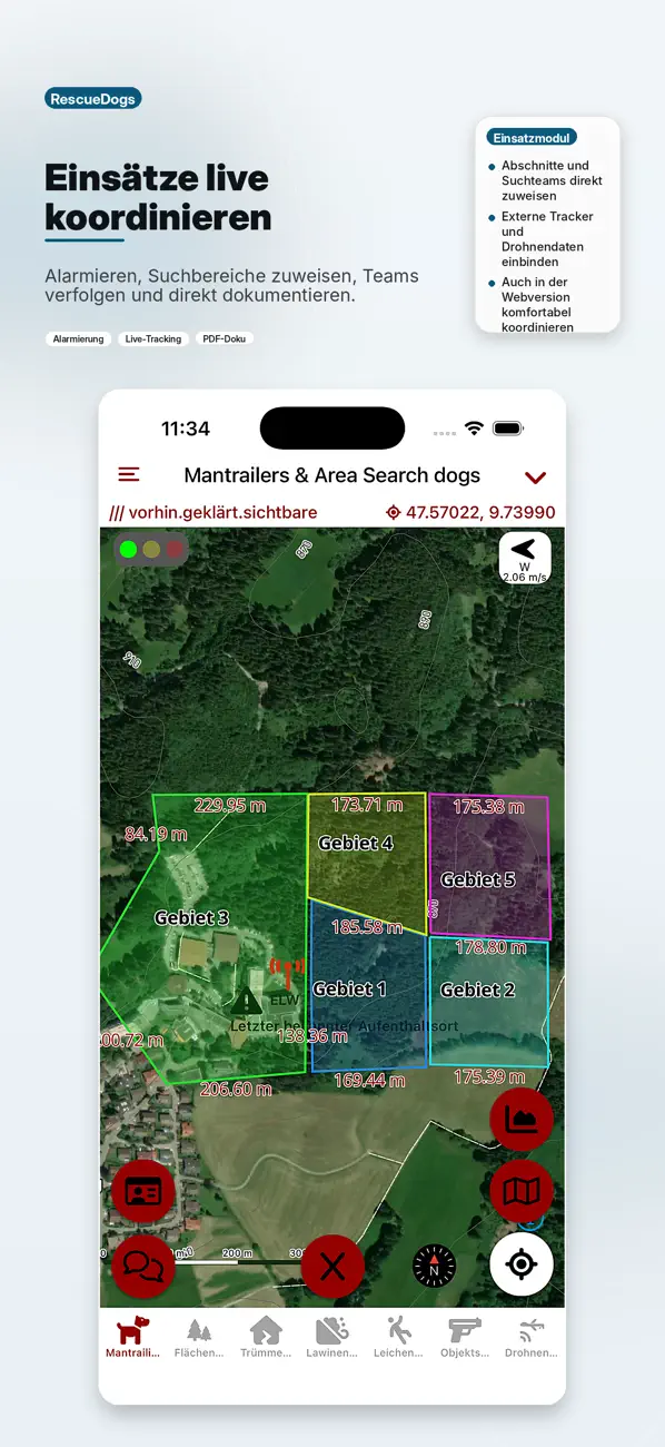 RescueDogs: Coordinate missions (German App Store image)